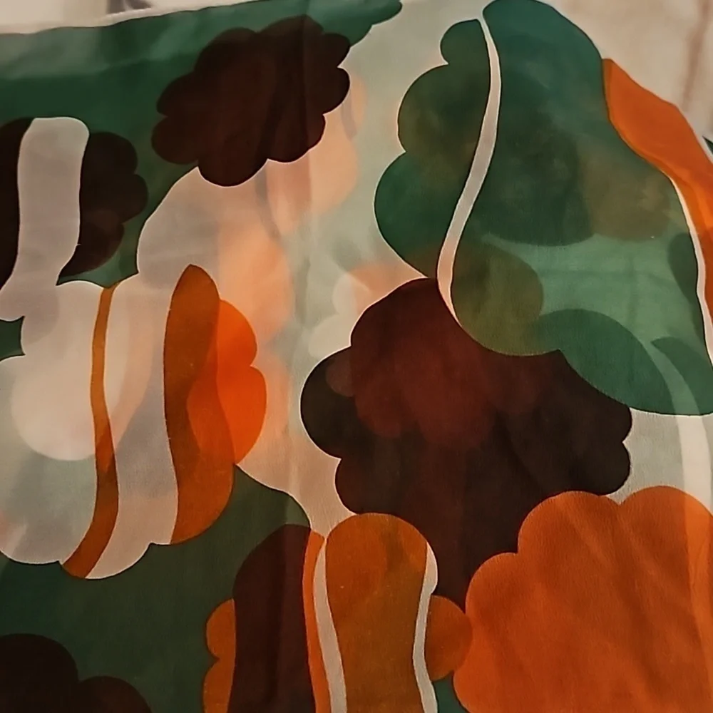 Vintage Mid-century Groovy Mod Nylon Chiffon Square Scarf